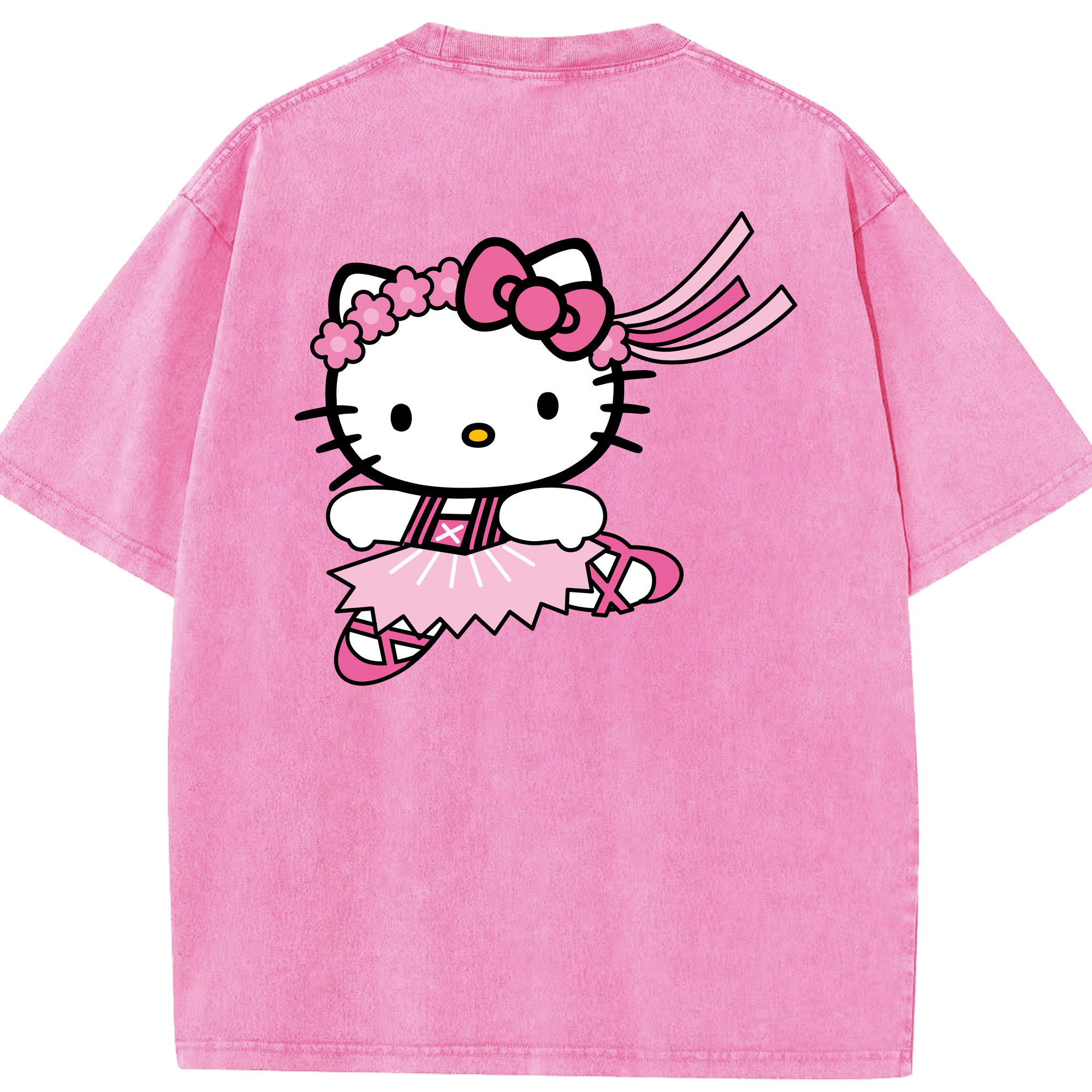 （画像用） Hello Kitty ハローキティ 綿100% ヴィンテージ風 半袖Tシャツ（背面プリント）